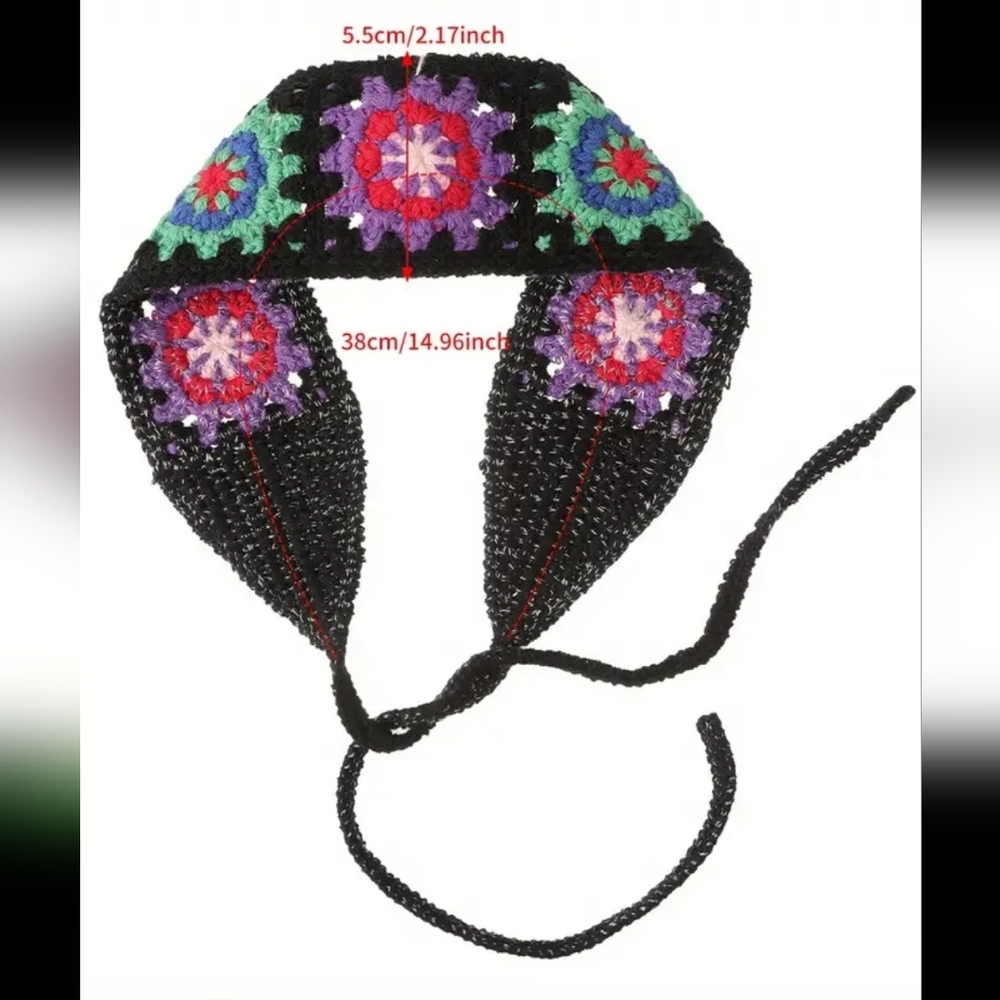 Handcrafted Headband 70s Hippie Style Statement Piece tie - Picture 3 of 3